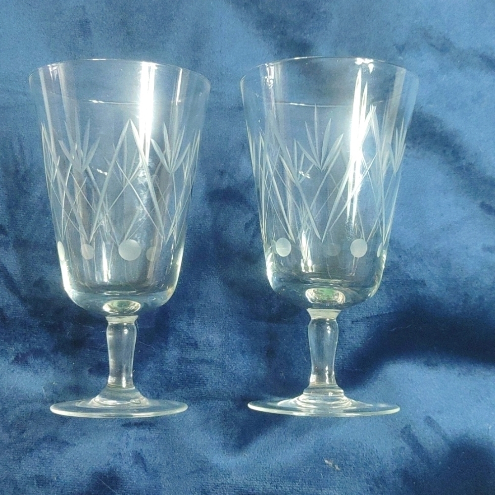 Vintage cut crystal juice liquor goblets glasses